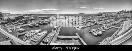 Panoramic aerial view over the Vieux Port (Old Harbor) in Cannes, Cote d'Azur, France Stock Photo