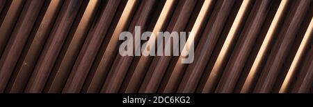 Extra wide wallpaper. Elegant wood and metal. Stock Photo