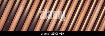 Extra wide wallpaper. Natural wood and elegant metal. Stock Photo