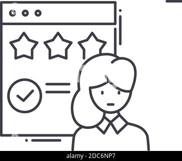 Customer feedback image icon, linear isolated illustration, thin line vector, web design sign, outline concept symbol with editable stroke on white Stock Vector