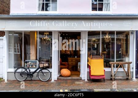 An Antique Shop In The High Street, Lewes, East Sussex, UK. Stock Photo