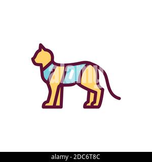 Cat in bandage color line icon. postoperative rest. Isolated vector element.  Stock Vector