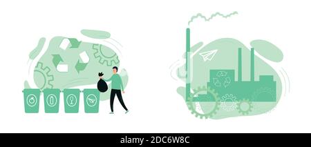 concept art waste recycling. waste incineration plant. Stock Vector