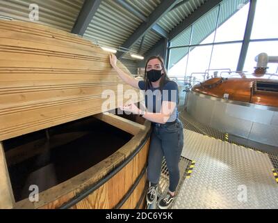 Whisky tour of the Lagg Distillery on the Isle of Arran in Scotland Stock Photo
