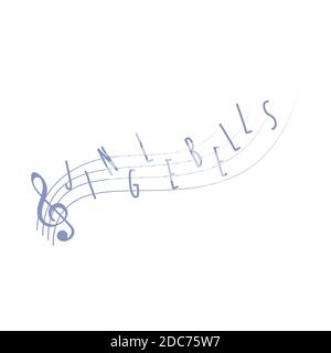 Music notes Jingle bells Christmas carol, cartoon vector illustration Stock Vector