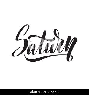 Saturn lettering in modern style. Planet vector typography Stock Vector