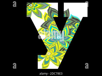 Alphabet y made of fun colorful flower pattern for decoration Stock Photo