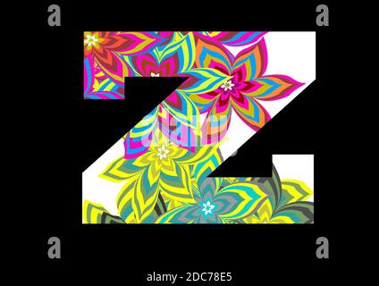 Alphabet z made of fun colorful flower pattern for decoration Stock Photo