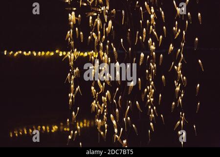 Hanging lights in the dark Stock Photo