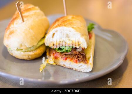 Banh mi sandwich at a local cafe in Bangkok, Thailand Stock Photo
