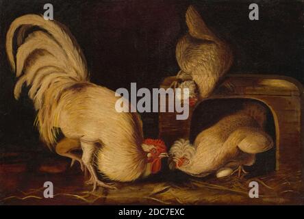 John James Audubon, (artist), American, 1785 - 1851, Farmyard Fowls, c. 1827, oil on canvas, overall: 71.5 x 104 cm (28 1/8 x 40 15/16 in.), framed: 78.4 x 110.8 x 2.2 cm (30 7/8 x 43 5/8 x 7/8 in Stock Photo