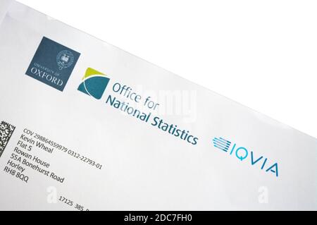 Office For National Statistics Letter and Logo On Letterhead Stock Photo