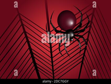 Halloween spider illustration. Spider background. Halloween web and spider illustration. Stock Vector