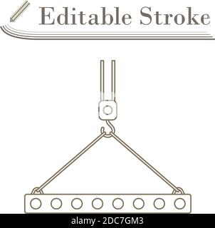 Icon Of Slab Hanged On Crane Hook. Editable Stroke Simple Design. Vector Illustration. Stock Vector