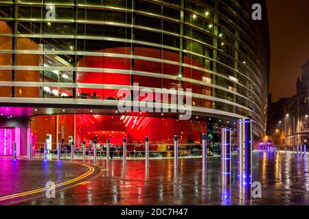 The Curve Theatre at night, Rutland Street, Leicester City, Leicestershire, England Stock Photo