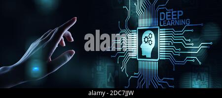Deep Machine learning Artificial intelligence AI technology concept on virtual screen Stock Photo