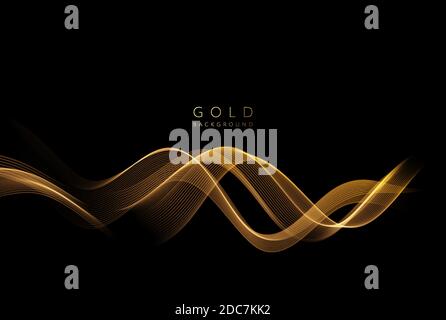 Abstract shiny golden wavy design element. Flow gold wave Stock Vector