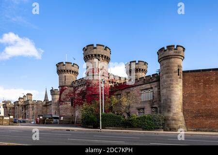 Leicester Prison is one of the most imposing prisons in the UK, with an exterior that looks a lot like a fortress. Stock Photo