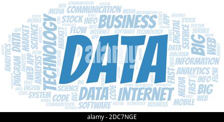 Data vector word cloud, made with the text only. Stock Vector