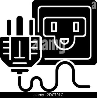 Socket for power supply black glyph icon Stock Vector