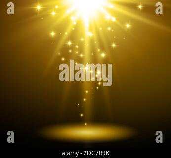 Abstract light background. Magic light with gold burst Stock Vector