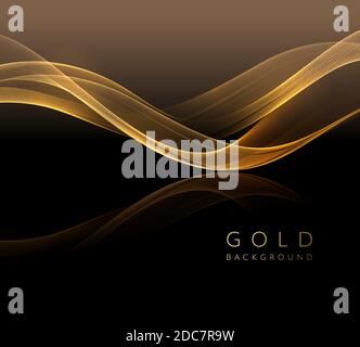 Abstract shiny golden wavy design element. Flow gold wave Stock Vector