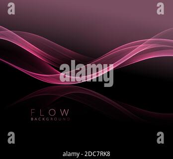 Abstract shiny pink wavy design element. Flow gold wave Stock Vector