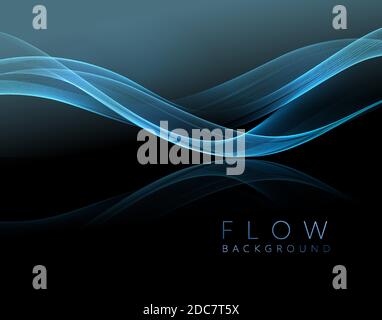 Abstract shiny blue wavy design element. Flow gold wave Stock Vector