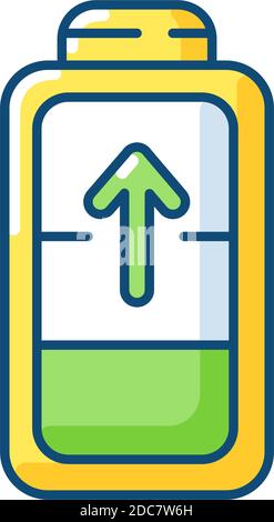 Battery charging process RGB color icon Stock Vector
