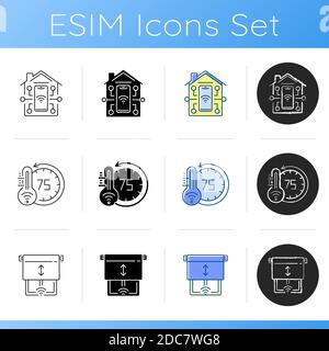 Remote access to different devices icons set Stock Vector