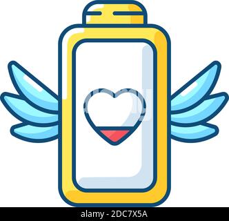 Low battery level problem RGB color icon Stock Vector