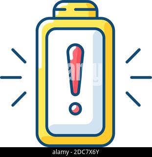 Battery working process risk RGB color icon Stock Vector