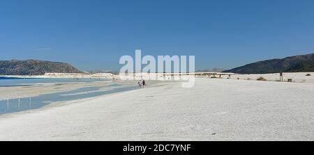 Wide white sand beach on Salda Lake  Stock Photo