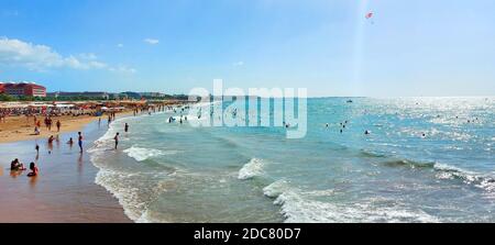 People on the beach and the beautiful sea Stock Photo