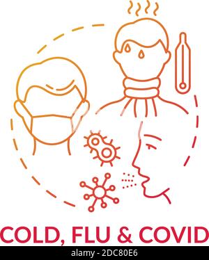 Cold, flu and covid concept icon Stock Vector