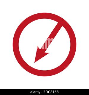 Vector red prohibition sign, no symbol isolated on white background. Stock Vector