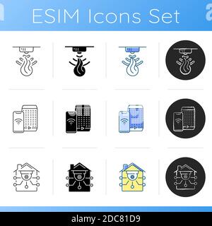Remote home control system icons set Stock Vector
