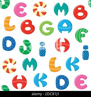 seamless pattern colorful alphabet on white background. Stock Vector