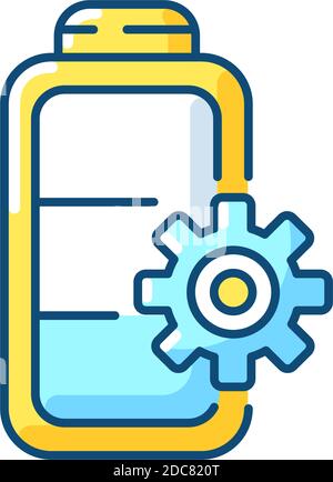 Battery settings RGB color icon Stock Vector