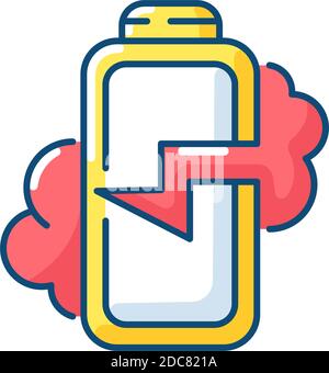 Battery breaking RGB color icon Stock Vector