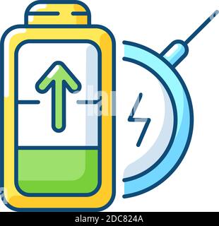 Battery wireless charging RGB color icon Stock Vector