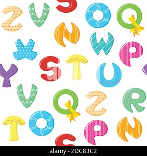 seamless pattern colorful alphabet on white background. Stock Vector