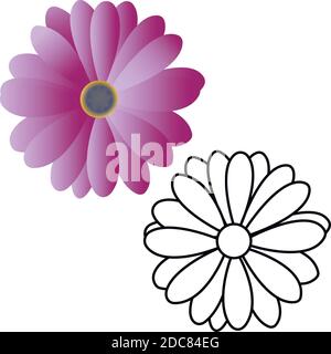 3d and line set of beautiful flower gradient vector design isolated on white background. Stock Vector