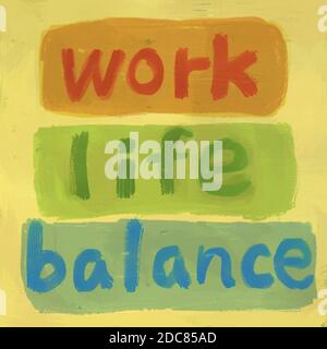 Work, life, balance - words on metal blocks - 3D illustration Stock ...