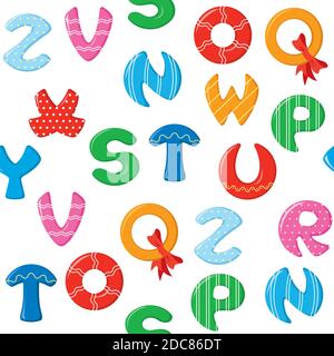 seamless pattern colorful alphabet on white background. Stock Vector