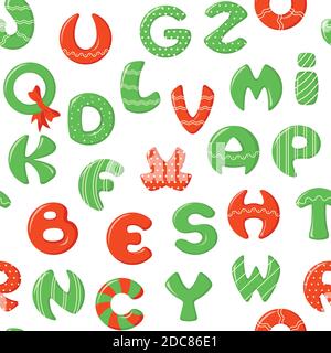 seamless pattern colorful alphabet on white background. Stock Vector