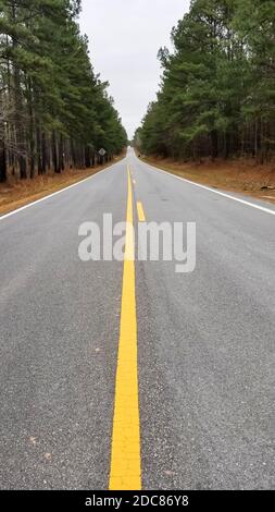 low angle view of empty paved highway street in the country Stock Photo