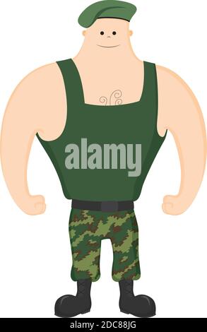 Soldier in camouflage clothes on a white background. Stock Vector