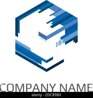 Abstract cube made of lines, logo for company. Stock Vector