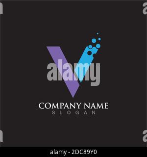 V Letter Lightning Logo Template vector icon illustration design Stock Vector